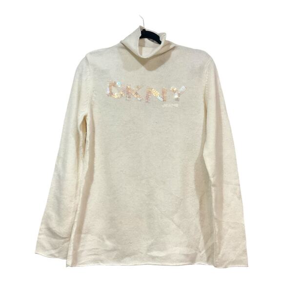 Y2K DKNY Sweater Women Medium 100% Lambs Wool - Picture 1 of 4